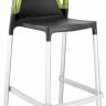 Стул пластиковый барный Ego-Rock Bar сатинированный алюминий, антрацит матовый, зеленый 480х540х1130 мм