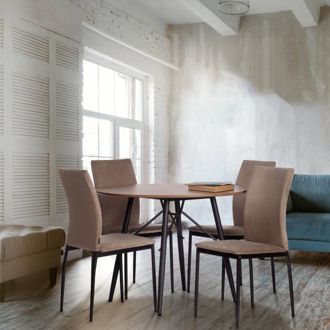 Стул CAPRI (mod. BC565-DC) / 1 шт. в упаковке металл, флок, 43 х 53 х 92 см, Beige (бежевый) HLR8 / черный бежевый металл, флок