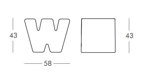 Пуф пластиковый Double U Standard 580х430х430 мм