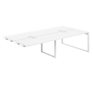 AG.163.WH.L.72.WH  / Рабочая станция комбо 3200х1238х750  / профиль О-образный: 70х20 белый; лючок: серебро; столешница: белый