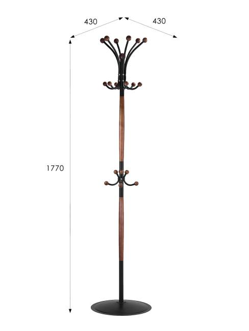 Вешалка напольная Д 1 ЛАЙТ черный/средне-коричневый