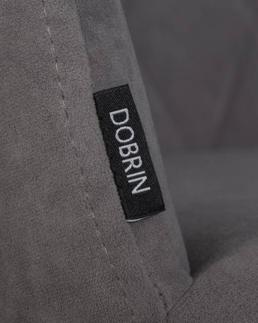 Стул обеденный DOBRIN ROBY, ЭМАЛЬ ЧЕРНЫЙ МУАР велюр Catania Stone