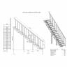 Модульная лестница Стандарт - Классик (прямой марш) 2880-3040, 180, Серый