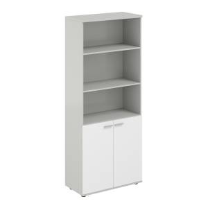 SG.851.SH.WH / Шкаф высокий полуоткрытый 800х400х1955, 2-х дв, з.ст ЛДСП 16 мм / корпус: серый бархат; фасады: белый