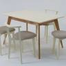 Стол Сканди 120 натур/слоновая кость со стульями Франк слоновая кость велюр бежевый