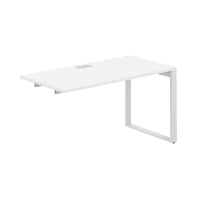 AG.185.WH.L.72.WH / Секция рабочей станции 1400х700х750 / профиль О-образный: 70х20 белый; лючок: серебро; столешница: белый