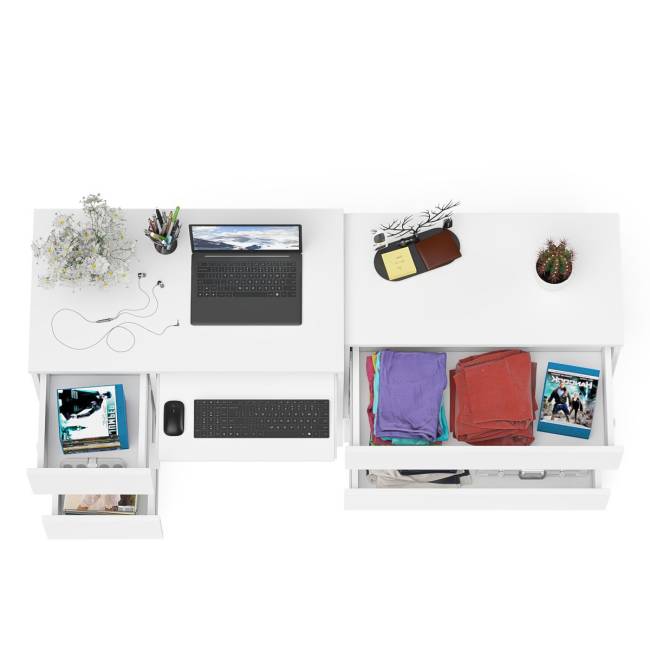 Стол компьютерный с тумбой МС-6 левый с комодом на три ящика МК800 Мори цвет белый