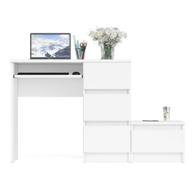 Стол компьютерный Мори МС-6 правое исполнение с тумбочкой 400-1 цвет белый