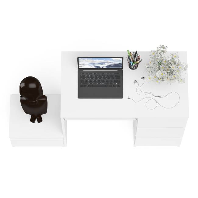 Стол компьютерный Мори МС-6 правое исполнение с тумбочкой 400-1 цвет белый