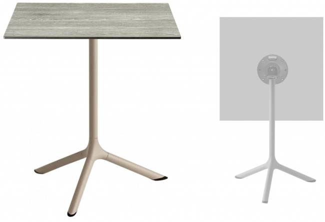 Стол ламинированный обеденный складной Tripe Folding тортора, состаренный серый дуб 600х600х740 мм