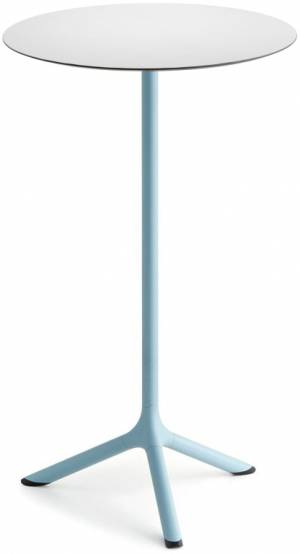 Стол ламинированный барный Tripe голубой, белый Ø600х1100 мм