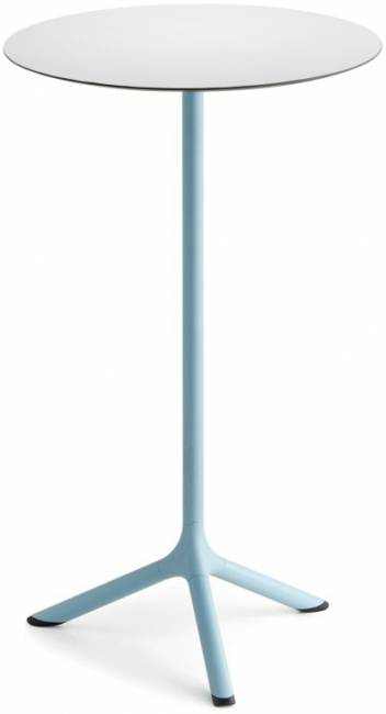 Стол ламинированный барный Tripe голубой, белый Ø600х1100 мм