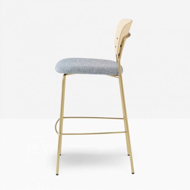 Стул барный с обивкой Jazz античная латунь, беленый ясень, бело-голубой 475х525х1010 мм Стул барный с обивкой Jazz античная латунь, беленый ясень, бело-голубой 475х525х1010 мм