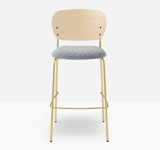 Стул барный с обивкой Jazz античная латунь, беленый ясень, бело-голубой 475х525х1010 мм Стул барный с обивкой Jazz античная латунь, беленый ясень, бело-голубой 475х525х1010 мм