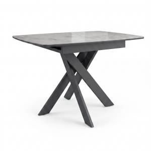 Стол DikLine DKB110, Керамика Italian Grey (глянец серый)/подстолье черное/опоры черные