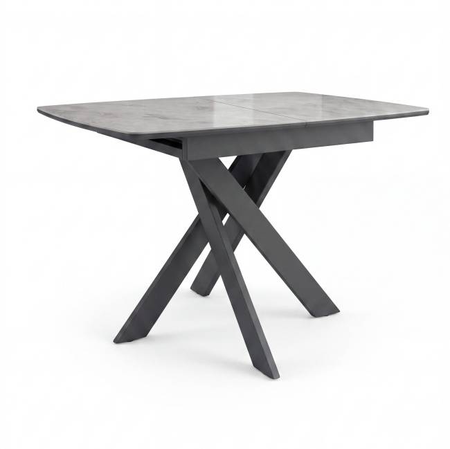 Стол DikLine DKB110, Керамика Italian Grey (глянец серый)/подстолье черное/опоры черные