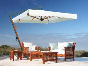 Зонт профессиональный 3х2 м Torino Braccio имитация ироко, слоновая кость 3000х2000 мм