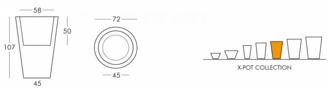 Кашпо пластиковое X-Pot Standard Ø720х1070 мм