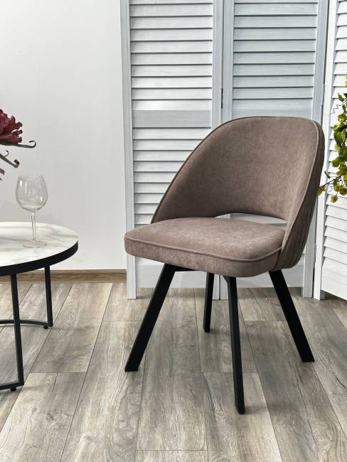 Стул DUNA 360 град. поворот. B5 Капучино, велюр / черный каркас, М-City