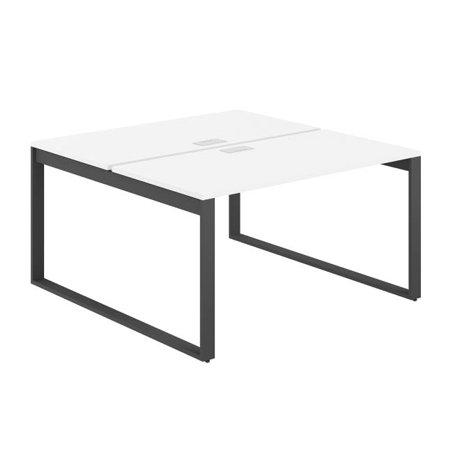 AG.132.WH.L.72.AN  / Рабочая станция 1400х1238х750  / профиль О-образный: 70х20 антрацит; лючок: серебро; столешница: белый