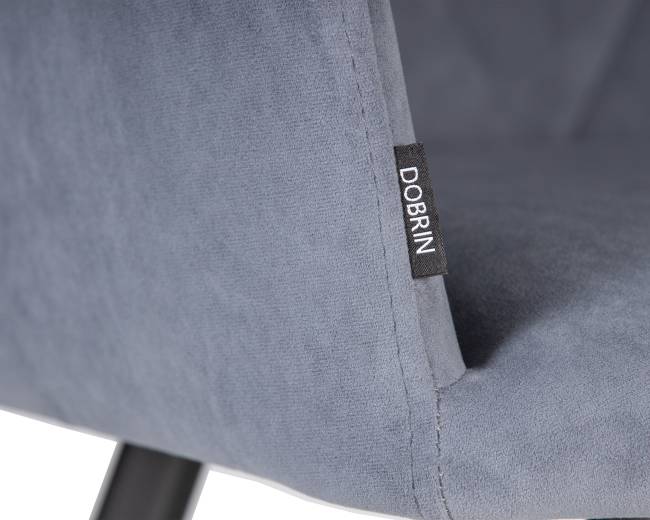 Стул обеденный DOBRIN ROBY, ЭМАЛЬ ЧЕРНЫЙ МУАР велюр Catania Steel