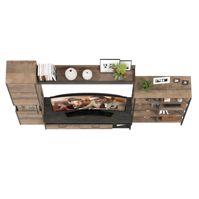 Навесная полка с ТВ-тумбой и стеллаж 13.151.02 Трувор цвет дуб гранж песочный/интра