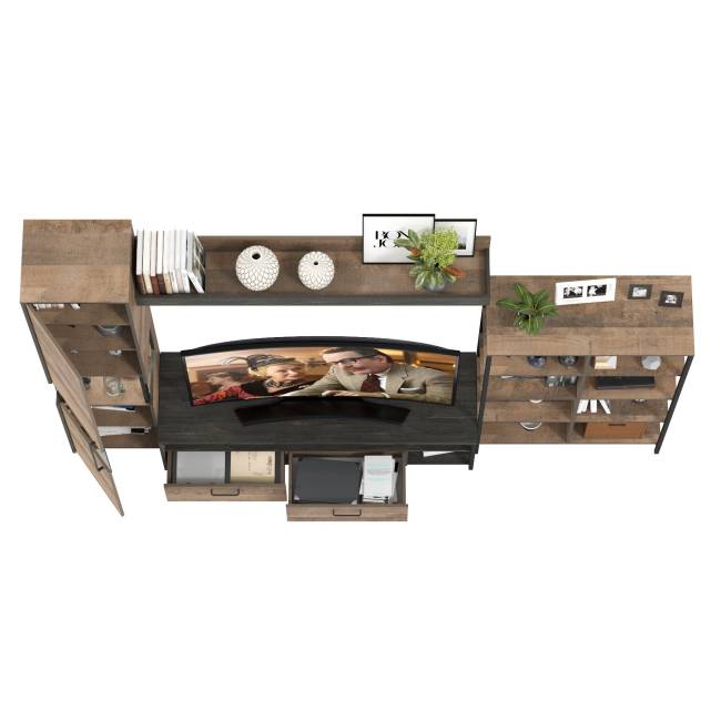 Навесная полка с ТВ-тумбой и стеллаж 13.151.02 Трувор цвет дуб гранж песочный/интра