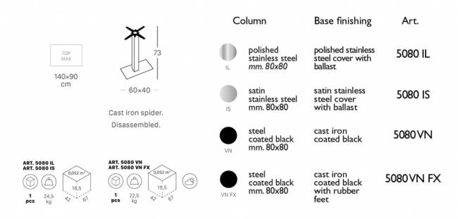 Подстолье металлическое Tiffany черный 600х400х730 мм