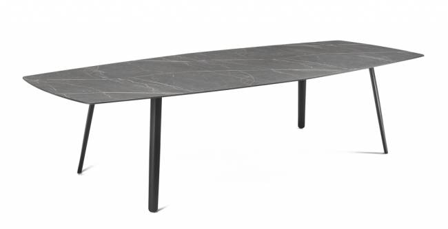 Стол ламинированный Squid черный, черный мрамор Сахара 2990х1290х730 мм