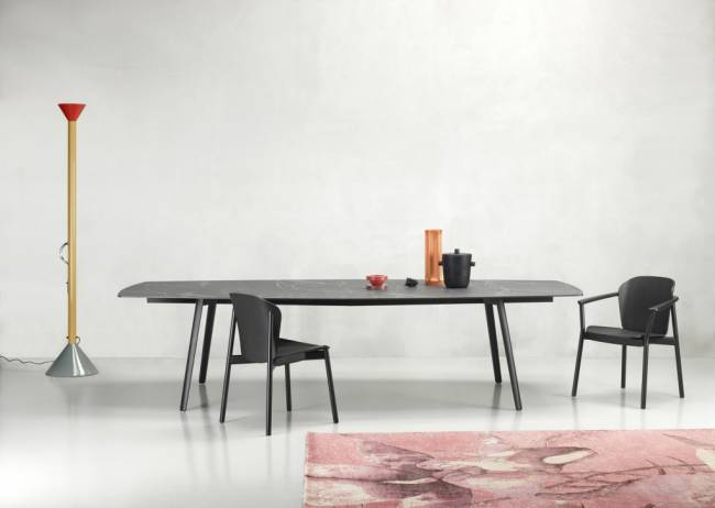 Стол ламинированный Squid черный, черный мрамор Сахара 2990х1290х730 мм