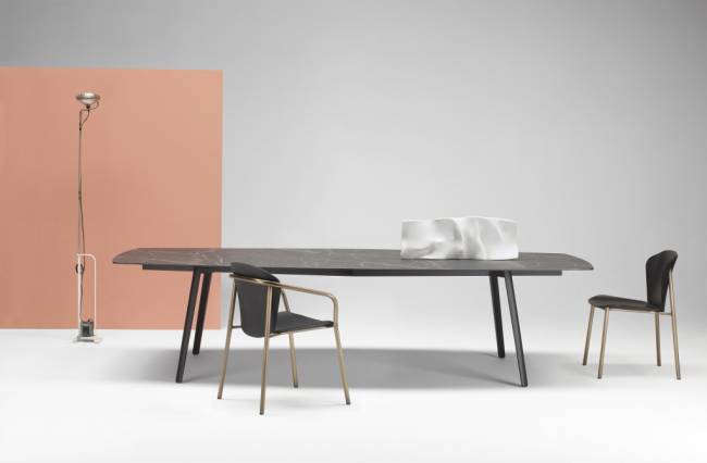 Стол ламинированный Squid черный, черный мрамор Сахара 2990х1290х730 мм