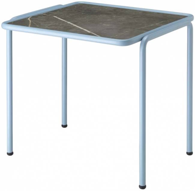Столик кофейный металлический Dress Code голубой, черный мрамор Сахара 450х410х400 мм