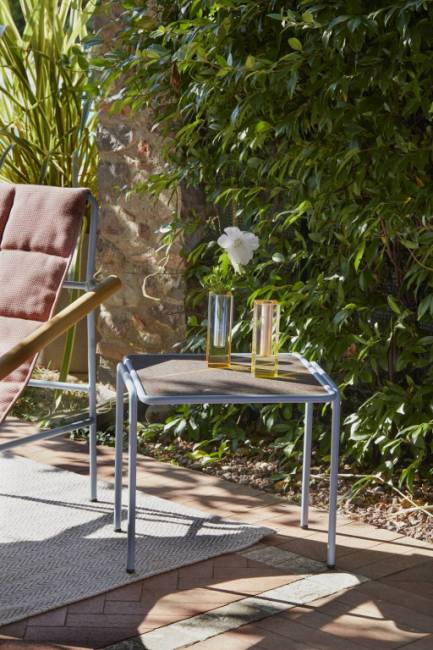 Столик кофейный металлический Dress Code голубой, черный мрамор Сахара 450х410х400 мм