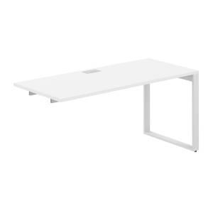 AG.186.WH.L.72.WH / Секция рабочей станции 1600х700х750 / профиль О-образный: 70х20 белый; лючок: серебро; столешница: белый