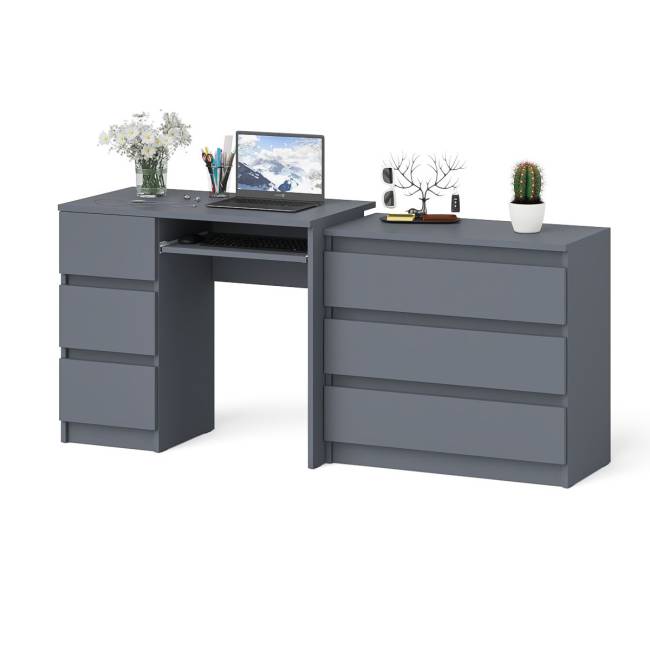 Стол компьютерный с тумбой МС-6 левый с комодом на три ящика МК800 Мори цвет графит