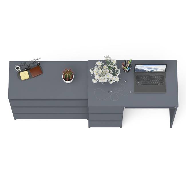 Стол компьютерный с тумбой МС-6 левый с комодом на три ящика МК800 Мори цвет графит