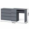 Стол компьютерный с тумбой МС-6 левый с комодом на три ящика МК800 Мори цвет графит