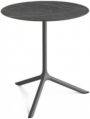 Стол ламинированный обеденный Tripe Maxi антрацит, черный мрамор Сахара Ø800х740 мм