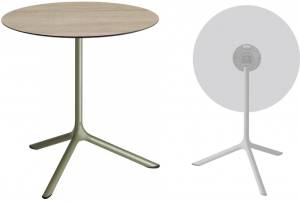 Стол ламинированный обеденный складной Tripe Maxi Folding оливковый, состаренный дуб тортора Ø800х740 мм