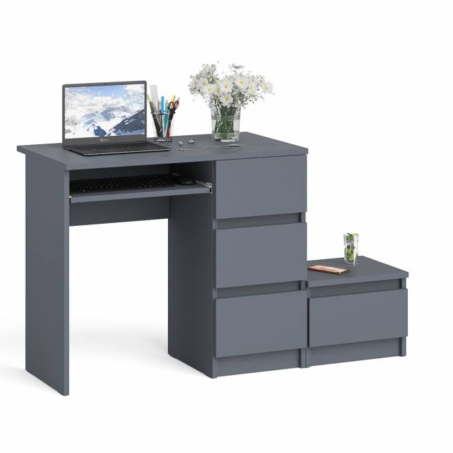 Стол компьютерный Мори МС-6 правое исполнение с тумбочкой 400-1 цвет графит
