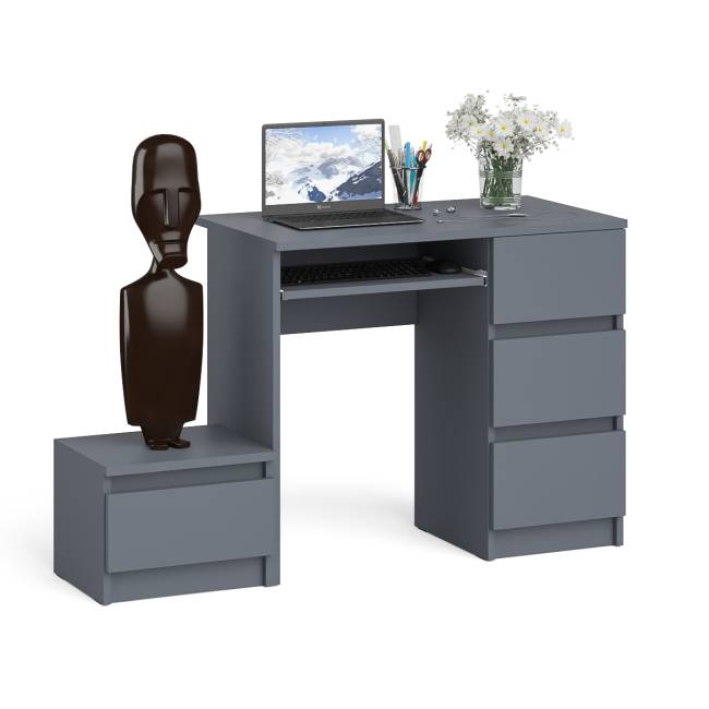 Стол компьютерный Мори МС-6 правое исполнение с тумбочкой 400-1 цвет графит