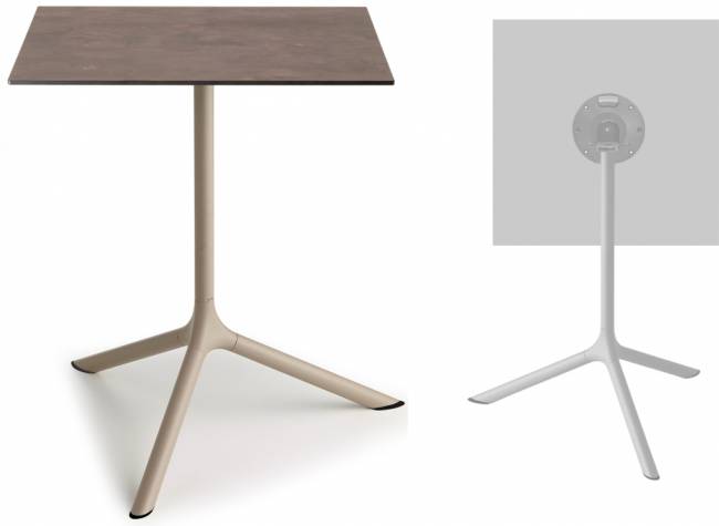 Стол ламинированный обеденный складной Tripe Maxi Folding тортора, кортен 700х700х740 мм