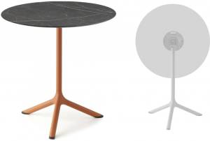 Стол ламинированный обеденный складной Tripe Folding терракотовый, черный мрамор Сахара Ø700х740 мм