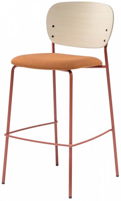 Стул барный с обивкой Jazz терракотовый, беленый ясень, оранжевый 475х525х1010 мм Стул барный с обивкой Jazz терракотовый, беленый ясень, оранжевый 475х525х1010 мм