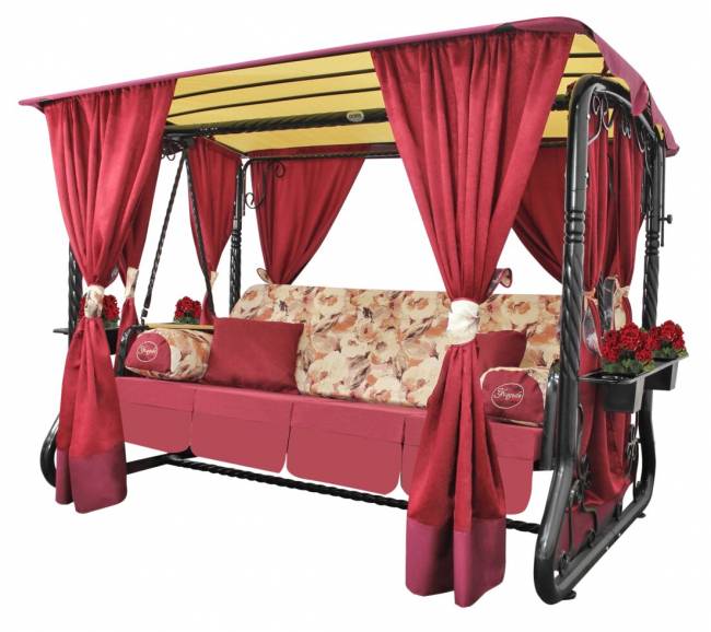 Качели садовые "Усадьба", четырехместные, бордо