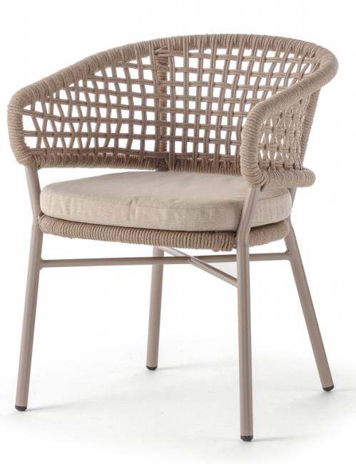 Кресло плетеное с подушкой Atol тортора, шампанское 600х620х750 мм